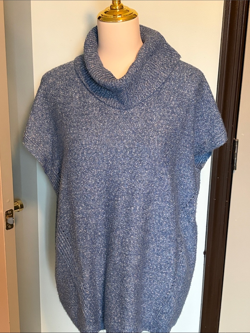 J. Jill Blue Marled Short-Sleeve cowl neck Sweater